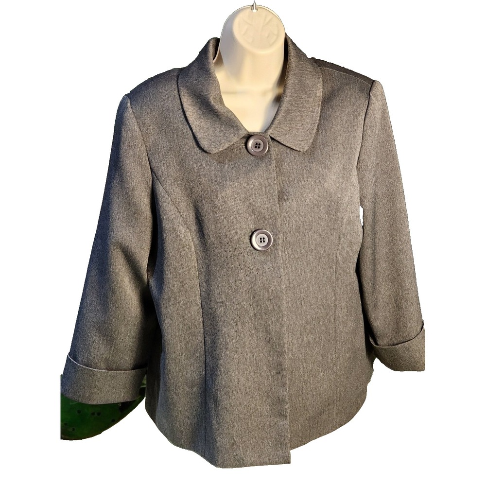 Vintage Giorgio Sant'Angelo Blazer 14 - Gray 80s Power Suit Shoulder Pads